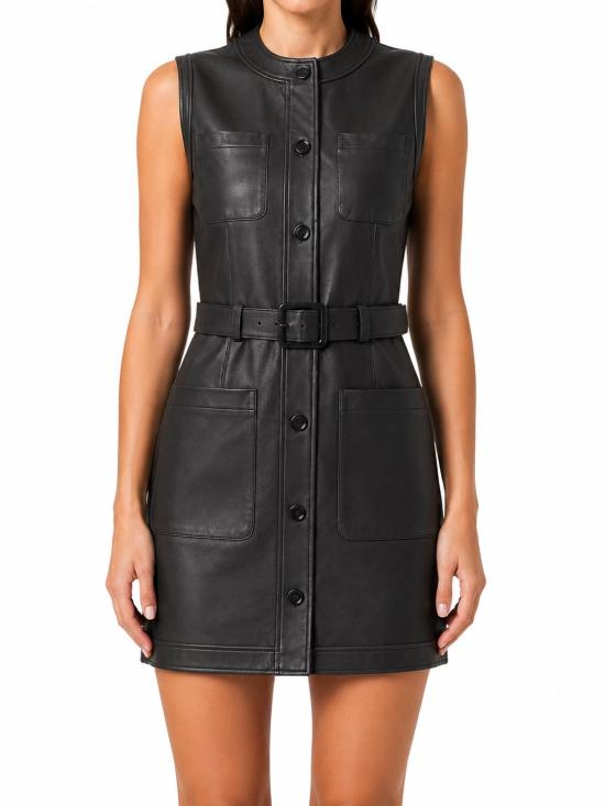 26FW 라 로즈 미디 원피스 1395LEATHERDRESS BK NERO - LA ROSE