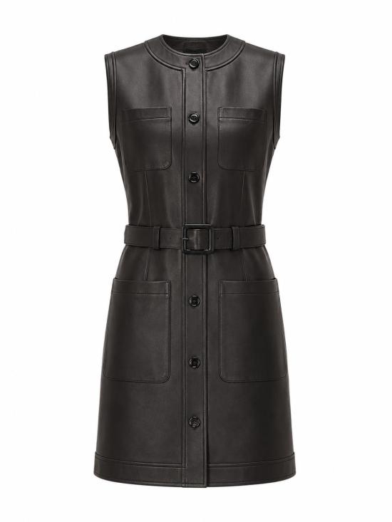 26FW 라 로즈 미디 원피스 1395LEATHERDRESS BK NERO
