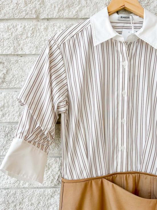  조나단 심카이 숏 원피스 프랭키 미니 콤보 셔츠 드레스 수국 블루 스트라이프 멀티 - JONATHAN SIMKHAI