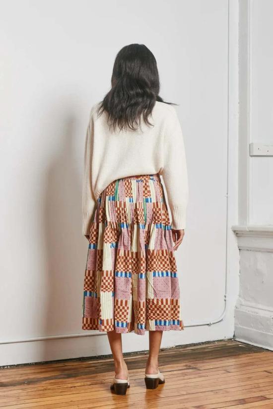  루주타 셰스 미디 스커트 리듬 스커트 체크 메이트 - RUJUTA SHETH