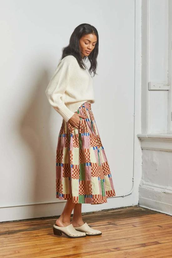  루주타 셰스 미디 스커트 리듬 스커트 체크 메이트 - RUJUTA SHETH