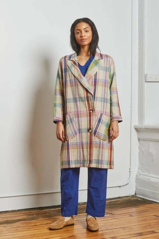  루주타 셰스 트렌치 코트 바니 트렌치 쿨피 첵스 트렌치