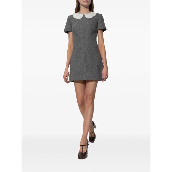 26SS 셀프 포트레이트 헤링본 칼라 미니 드레스 RS26 038SA GR GREY - SELF PORTRAIT