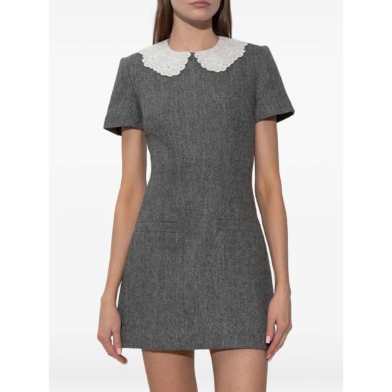 26SS 셀프 포트레이트 헤링본 칼라 미니 드레스 RS26 038SA GR GREY - SELF PORTRAIT