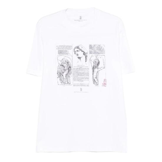 26SS 브루넬로 쿠치넬리 반팔 티셔츠 M0B138517 CFC06 WHITE