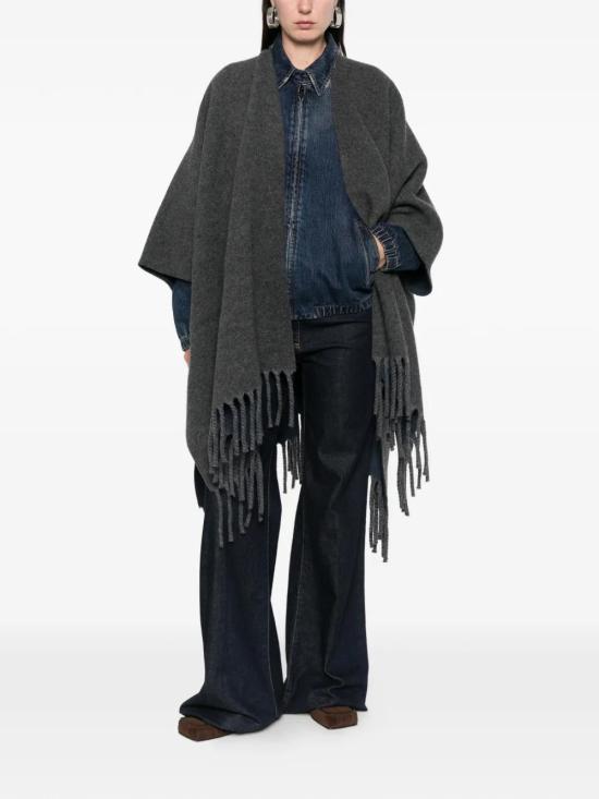 25FW 브루넬로 쿠치넬리 울 캐시미어 더블 니트 판초 MSCDAGP42 CLR73 PIOMBO BLU - BRUNELLO CUCINELLI