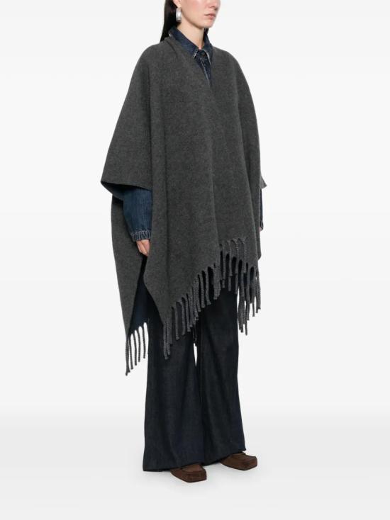 25FW 브루넬로 쿠치넬리 울 캐시미어 더블 니트 판초 MSCDAGP42 CLR73 PIOMBO BLU - BRUNELLO CUCINELLI