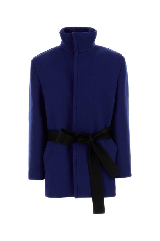 25FW 생로랑 울 소재 박시핏 벨트 코트 850307Y5J78 4146 Blue