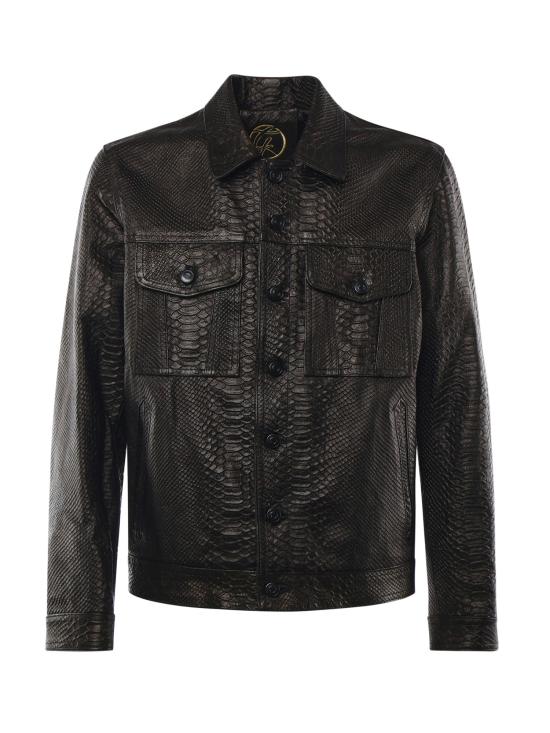 26SS 줄리아노 갈리아노 가죽 자켓 JULIUS CAESAR PITONENERO Black