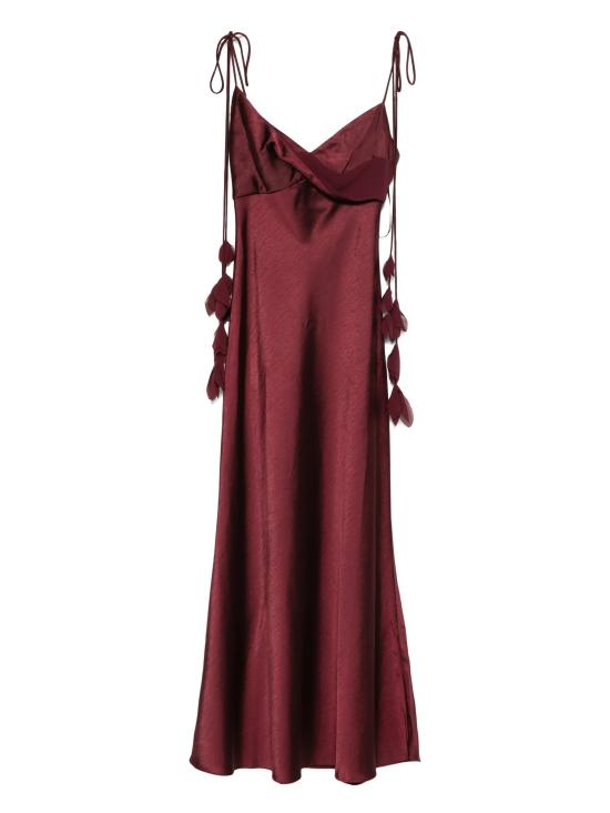26SS 셀프 포트레이트 미디 원피스 RS26218MBU BURGUNDY Red
