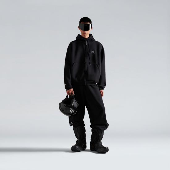 26SS 발렌시아가 후드 티셔츠 855304TQVN9 9034 BLACKWHITE - BALENCIAGA