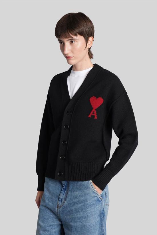25FW 아미 가디건 427958 UKC367 018 Black - AMI