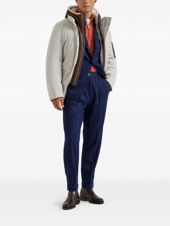  브루넬로 쿠치넬리 스트레치 본딩 나일론 다운 패디드 파카 MV4061627CRM33 White - BRUNELLO CUCINELLI