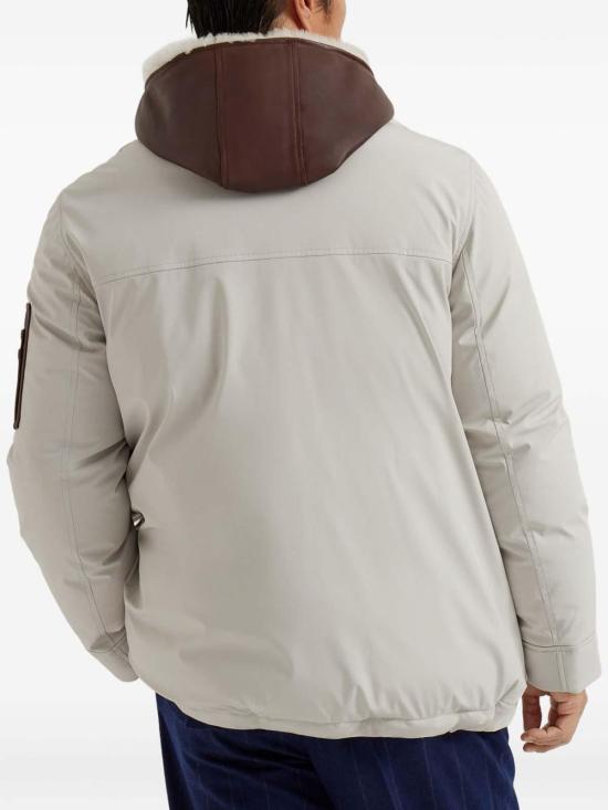  브루넬로 쿠치넬리 스트레치 본딩 나일론 다운 패디드 파카 MV4061627CRM33 White - BRUNELLO CUCINELLI