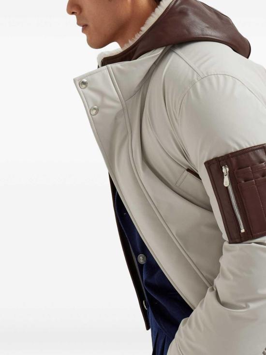  브루넬로 쿠치넬리 스트레치 본딩 나일론 다운 패디드 파카 MV4061627CRM33 White - BRUNELLO CUCINELLI