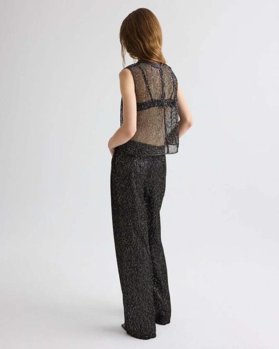  티더블유피 민소매 티셔츠 Twp 숏 머슬 탱크 인 미니 스팽글 네팅 다크 초콜릿/실버 - TWP