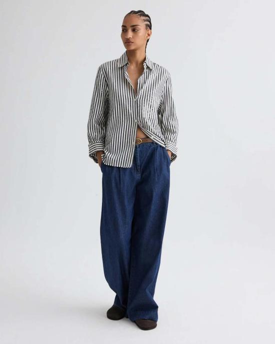  티더블유피 셔츠 Twp Next Morning 셔츠 인디고/화이트 - TWP