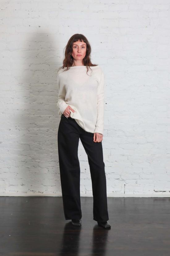  로렌 마누지안 셔츠 애스큐 보트넥 탑 - LAUREN MANOOGIAN