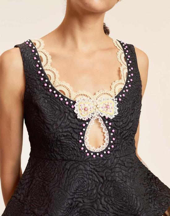  신시아 로리 블라우스 신시아 로울리 쁘띠 푸르 레이스 트림 탑 블랙 - CYNTHIA ROWLEY