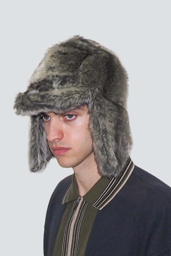  클라이드 이어플랩 캡 그레이 인조 친칠라 아이스 햇 - CLYDE