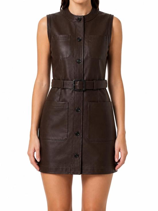 26FW 라 로즈 미디 원피스 1395LEATHERDRESS C CUOIO - LA ROSE