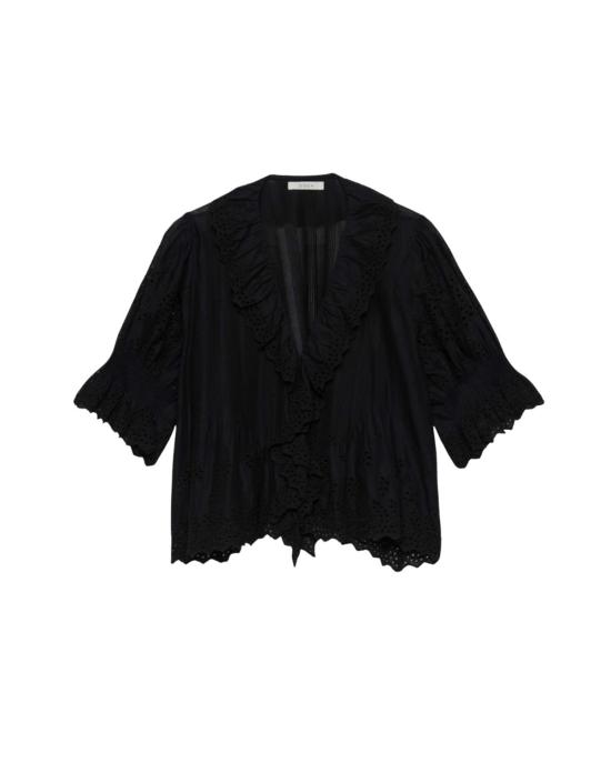  도엔 블라우스 앙리 탑 블랙 아이렛