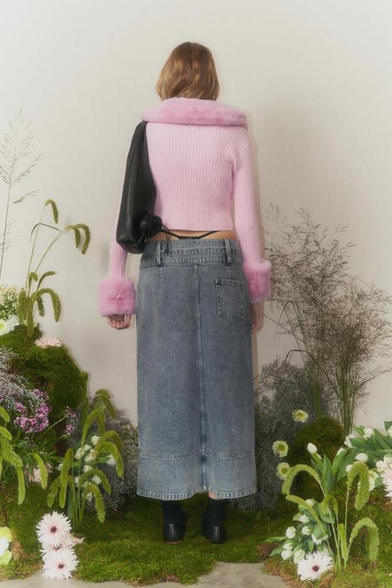  하우스오브써니 데님 스커트 하우스 오브 선니 로우 라이더  선페이드 데님 - HOUSE OF SUNNY