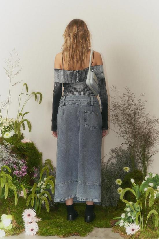  하우스오브써니 데님 스커트 하우스 오브 선니 로우 라이더  선페이드 데님 - HOUSE OF SUNNY