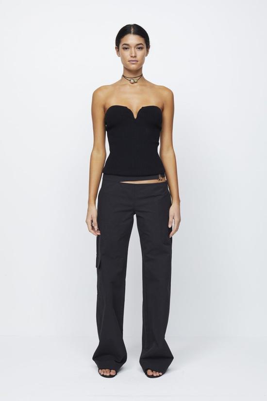  백앤브릿지 민소매 티셔츠 Bec + Bridge Vesna 스트랩리스 니트 탑 블랙