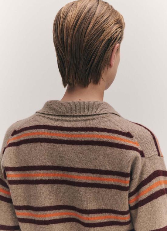  도우터 반팔 티셔츠 &Daughter Edith 폴로 셔츠 다크 내추럴 스트라이프 - &DAUGHTER