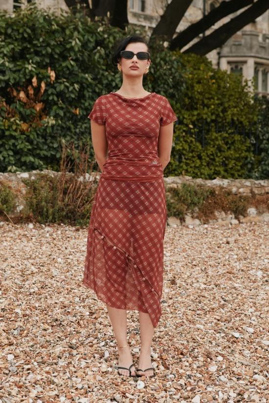  하우스오브써니 블라우스 하우스 오브 써니 레트로 체크 메시 탑 멀티