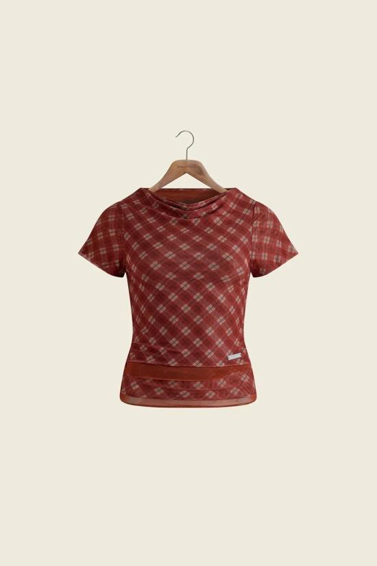  하우스오브써니 블라우스 하우스 오브 써니 레트로 체크 메시 탑 멀티 - HOUSE OF SUNNY