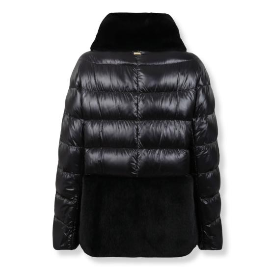 25FW 에르노 울트라라이트 나일론 & 레이디 얼터너티브 퍼 케이프 자켓 PI001933D 12017Z Black - HERNO