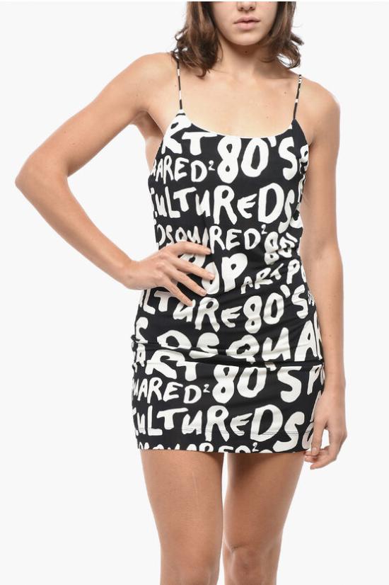  디스퀘어드2 숏 원피스 S75CV0754 S24683 001S Black White - DSQUARED2