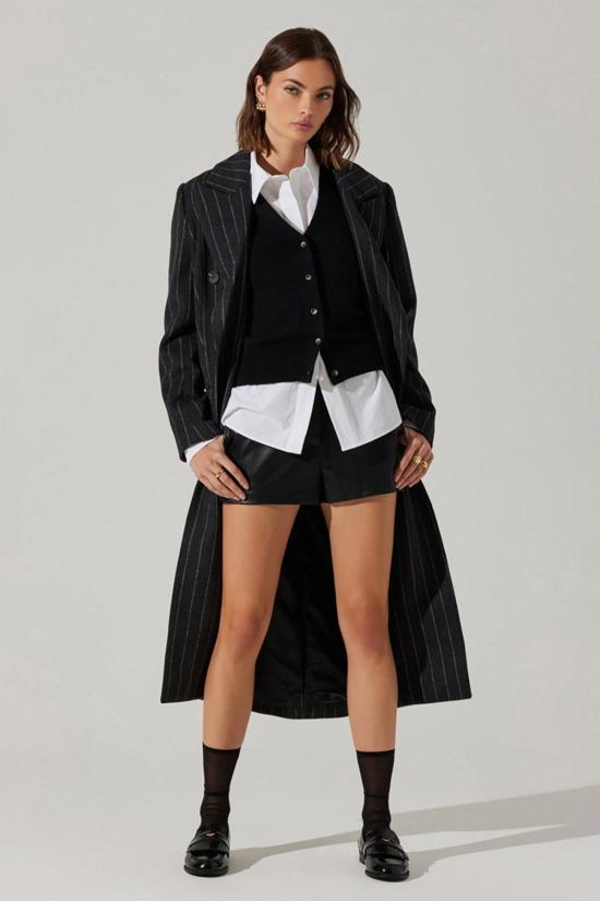  아스트라 더 라벨 트렌치 코트 아스트 더 라벨 모라나 코트 그레이 스트라이프 - ASTR The Label