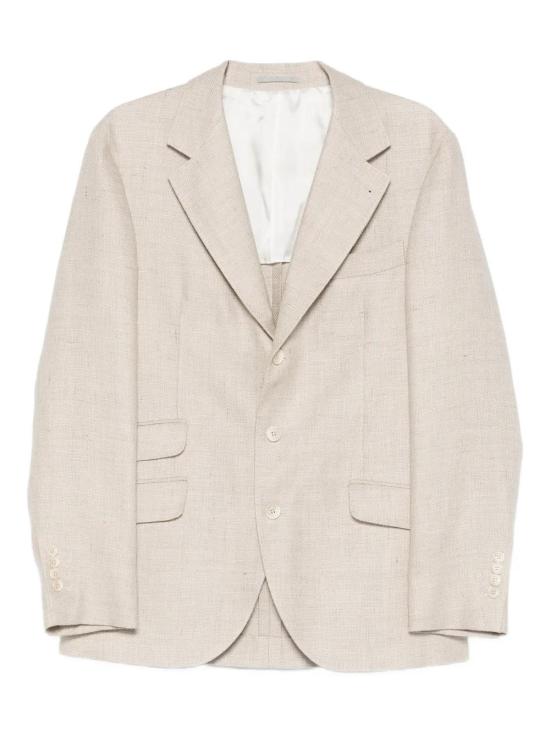 26SS 브루넬로 쿠치넬리 실크, 리넨 & 울 블렌디드 홉색 디컨스트럭티드 카발로 블레이저 MZ4037BWD C042