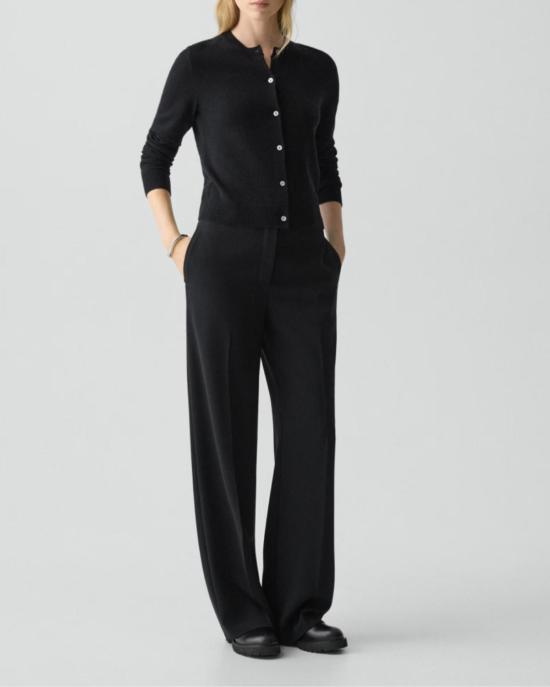  띠어리 가디건 Theory 크루넥 캐시미어 카디건 블랙 - THEORY