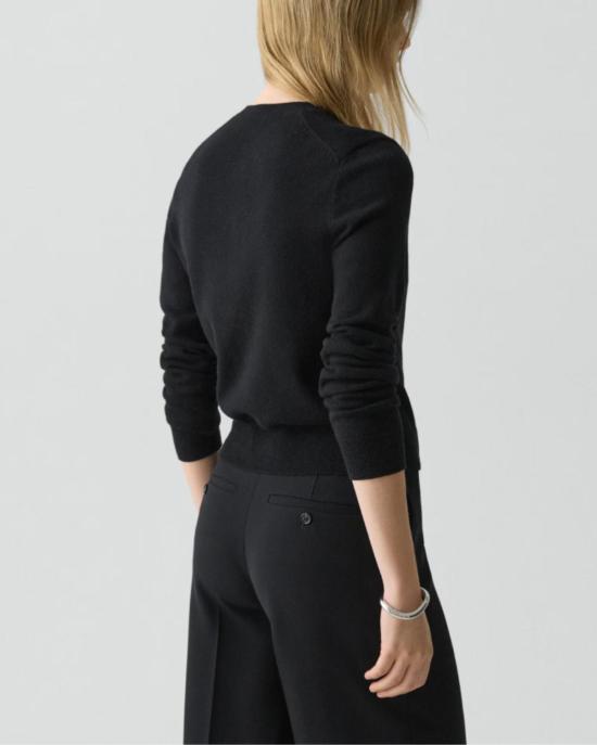  띠어리 가디건 Theory 크루넥 캐시미어 카디건 블랙 - THEORY