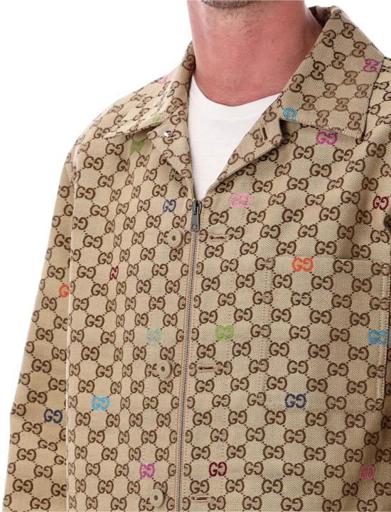 25FW 구찌 캔버스 자켓 833305ZAS81 2137 CAMEL BEIGE MULTICOLOR - GUCCI