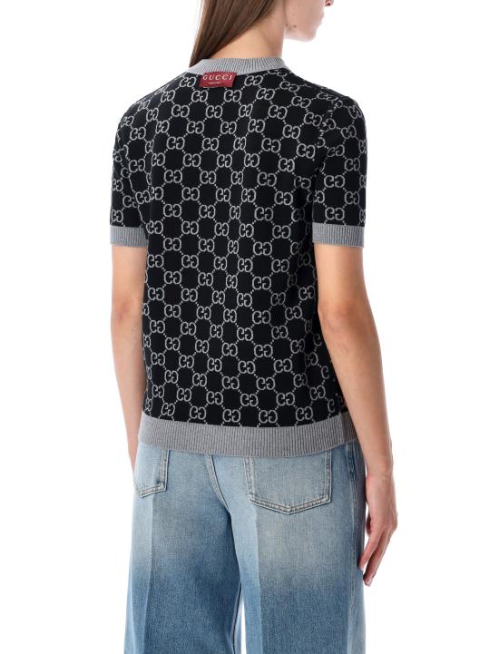 25FW 구찌 리버서블 GG 울 자카드 탑 798159XKD8T 1045 GREY BLACK - GUCCI