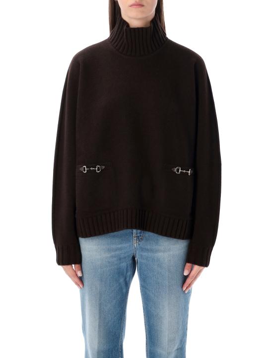 25FW 구찌 디테일 리브 터틀넥 스웨터 디테일 리브   828685XKEVK 2344 COFFE BROWN