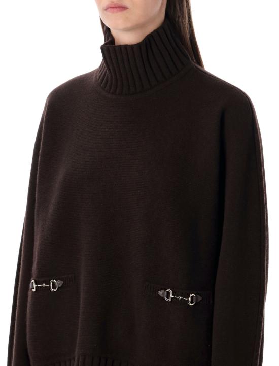 25FW 구찌 디테일 리브 터틀넥 스웨터 디테일 리브   828685XKEVK 2344 COFFE BROWN - GUCCI