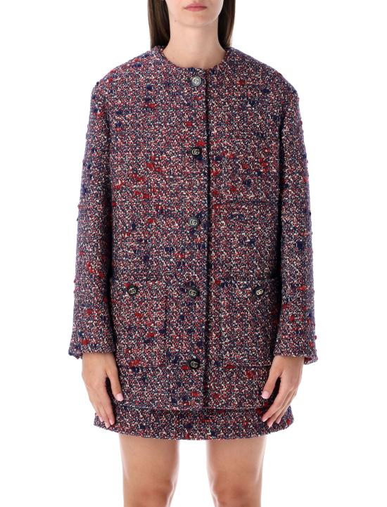 25FW 구찌 울 부클레 자켓 836492ZATNT 4956 BLUE RED MULTI