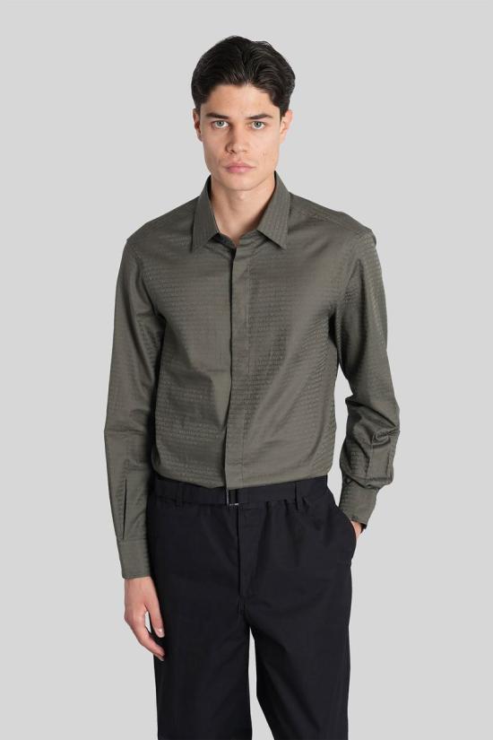 25FW 엠포리오 아르마니 긴팔 셔츠 424956 EM003755AF18123 GREEN