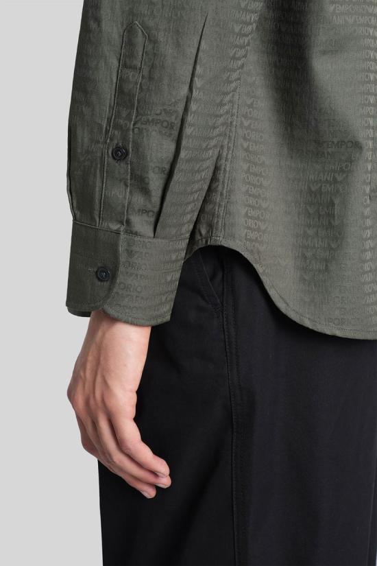 25FW 엠포리오 아르마니 긴팔 셔츠 424956 EM003755AF18123 GREEN - EMPORIO ARMANI