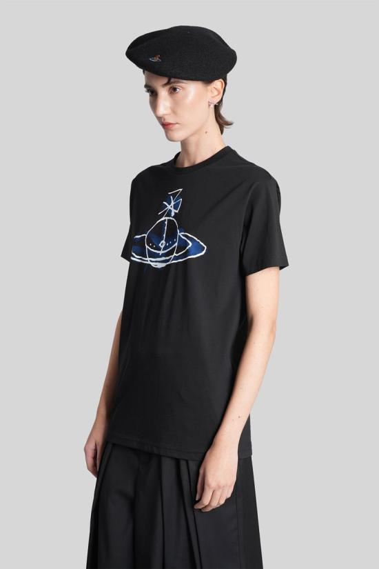 25FW 비비안웨스트우드 반팔 티셔츠 426368 3G01003W J001M Black - VIVIENNE WESTWOOD