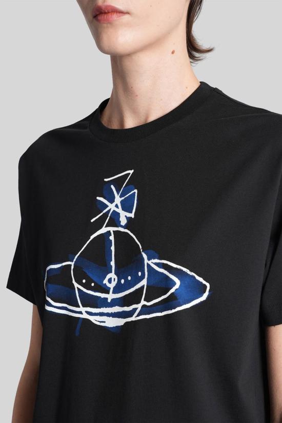 25FW 비비안웨스트우드 반팔 티셔츠 426368 3G01003W J001M Black - VIVIENNE WESTWOOD