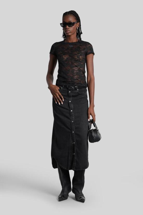 25FW 디젤 미디 스커트 429818 A18107068KE Black - DIESEL