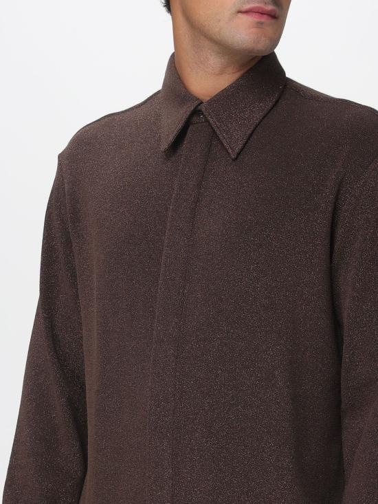 25FW 엠포리오 아르마니 긴팔 셔츠 EM003991AF20984 F6067 Brown - EMPORIO ARMANI