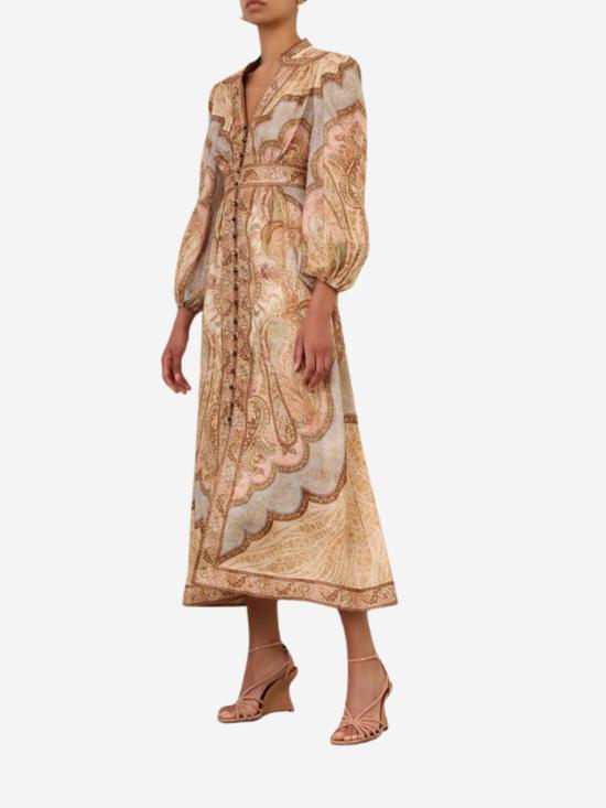  짐머만 미디 원피스 원더러스트 플런지 미디 드레스 - ZIMMERMANN